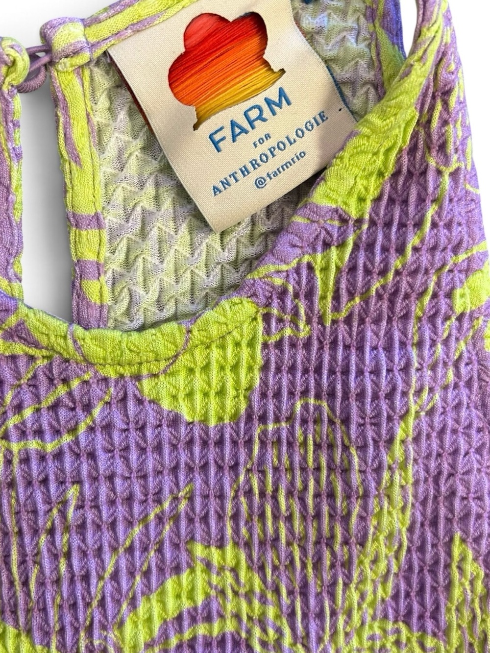 FARM Rio Women’s Neon Yellow & Lavender Floral Knit Dress - Picture 2 of 8